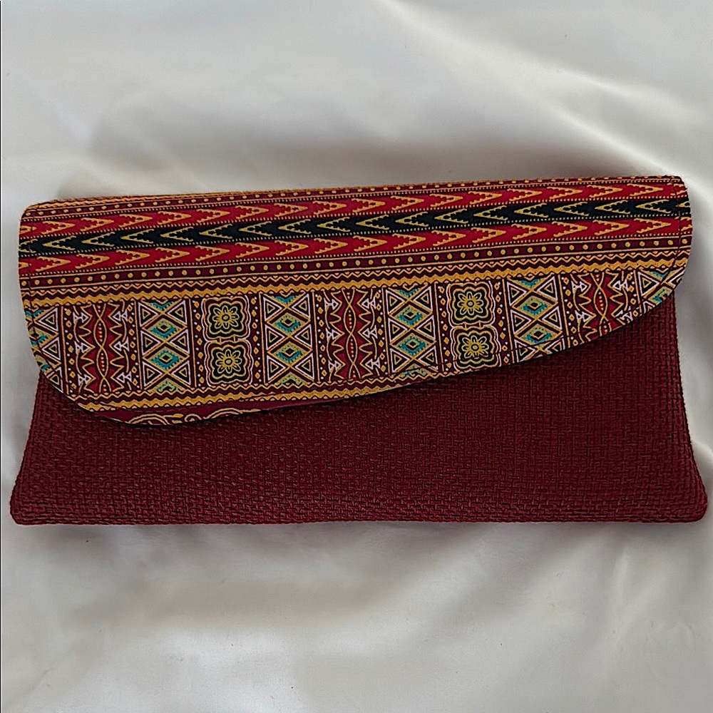 Ethnic (African) Patterned Red Clutch